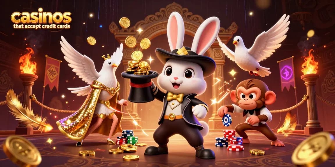 Engage in thrilling action at casinos that accept credit cards with a vibrant gaming illustration featuring characters and elements.