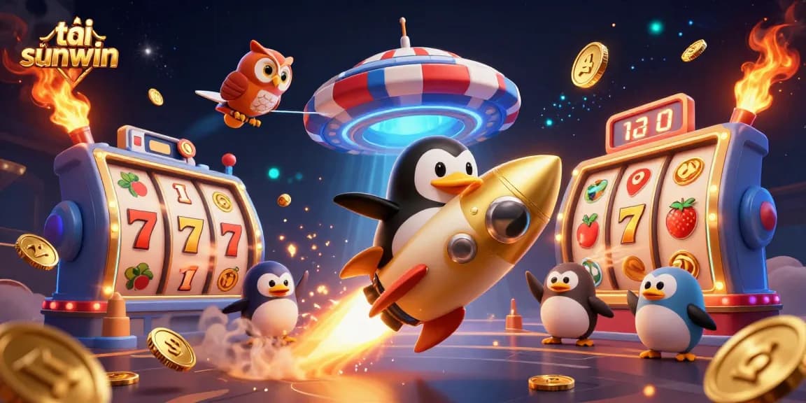 Experience the excitement of tải sunwin with a colorful 3D scene showcasing casino elements and characters.