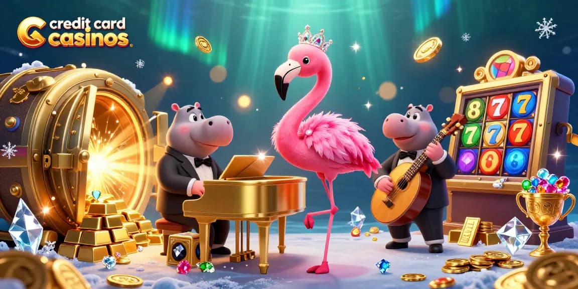 Enjoy thrilling credit card casinos with vibrant characters and sparkling treasures in a lively 3D scene.