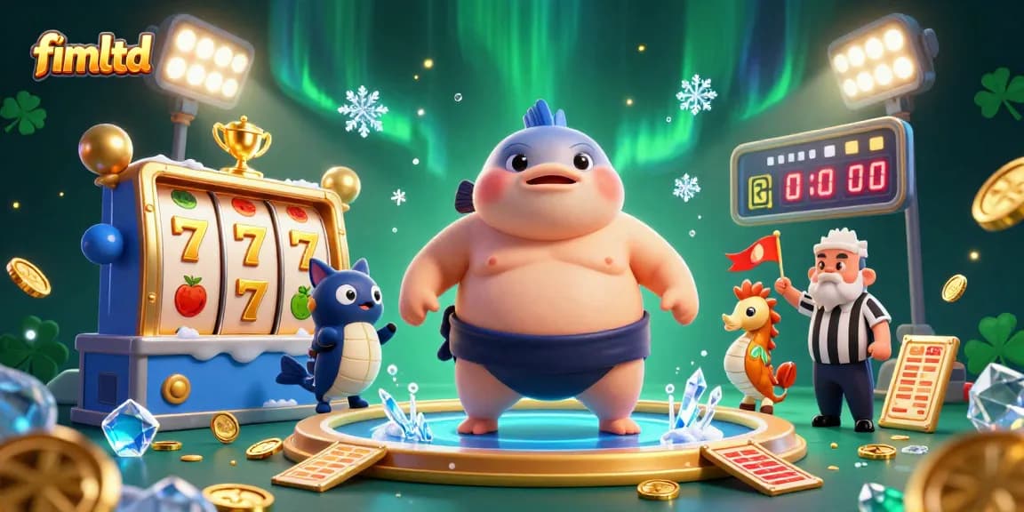 Experience fun gaming at fimltd with a lively underwater casino scene featuring a puffed fugu and wise catfish referee.