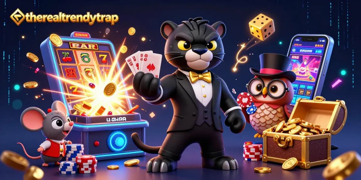 therealtrendytrap menghadirkan permainan slot menegangkan dengan visual kartu dan koin berkilau.