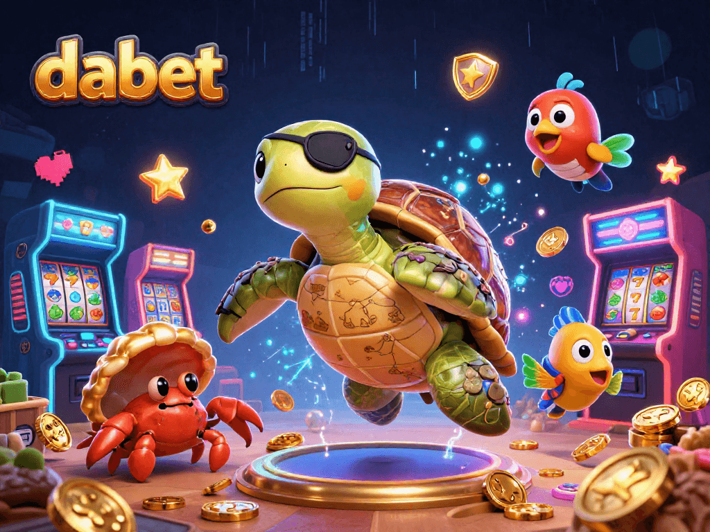 dabet engages players in an exciting casino scene with colorful slot machines and treasure elements.