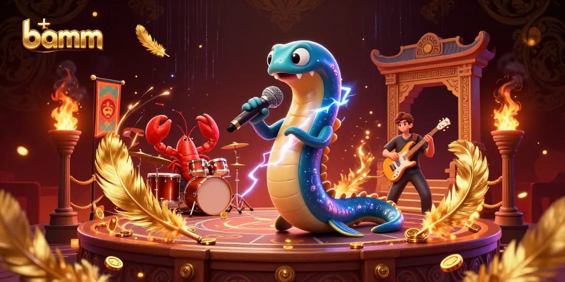 Experience exhilarating gameplay at bamm with our vibrant 3D electric eel casino band illustration.