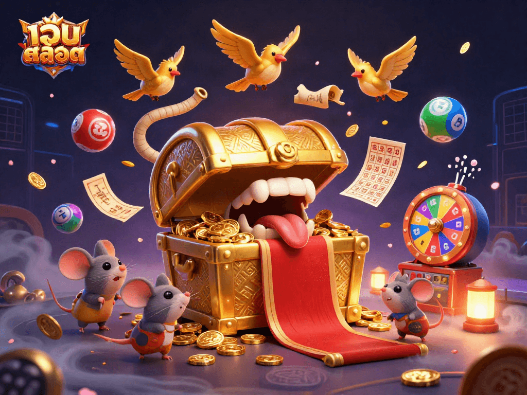 Engage with เว็บสล็อต by spinning colorful lottery balls and winning vibrant prizes in a dynamic casino scene.