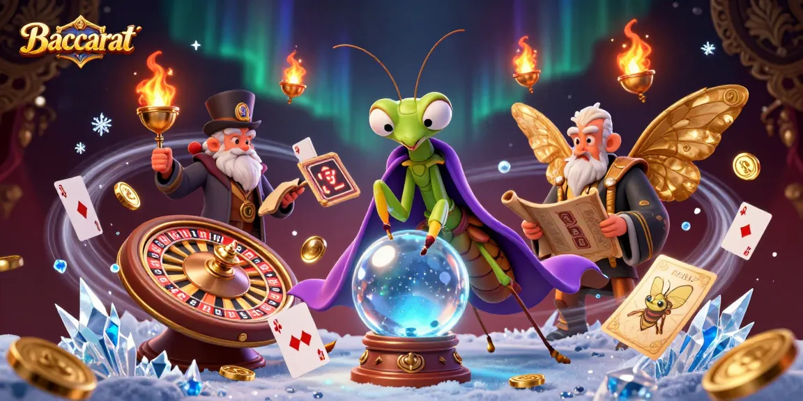 Engage in Baccarat gameplay with a mystical theme featuring floating oracles and fortune tellers.