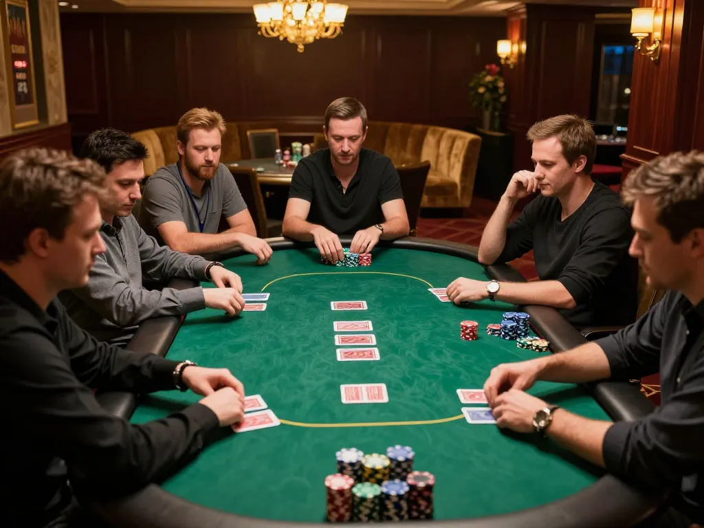 Players engage in an exciting game of poker at the B52club, showcasing strategic moves and lively action.