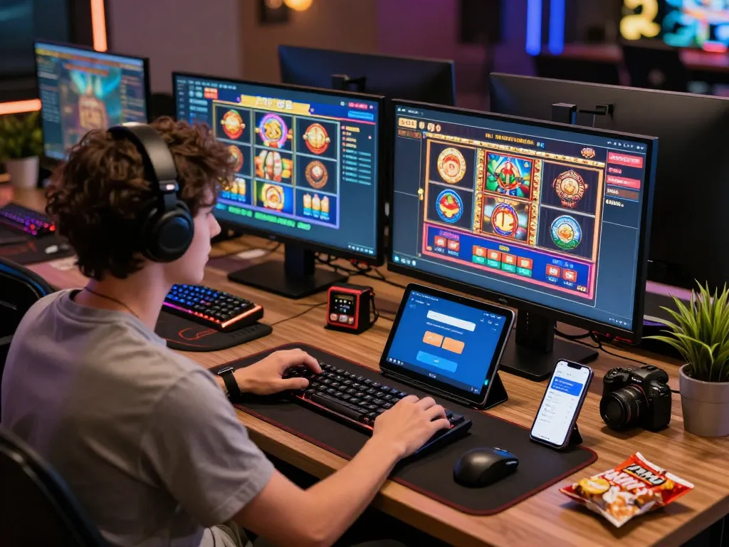 Engaging online gaming experience with hm88 bet đăng nhập prominently featured, showcasing vibrant screens and gaming setup.