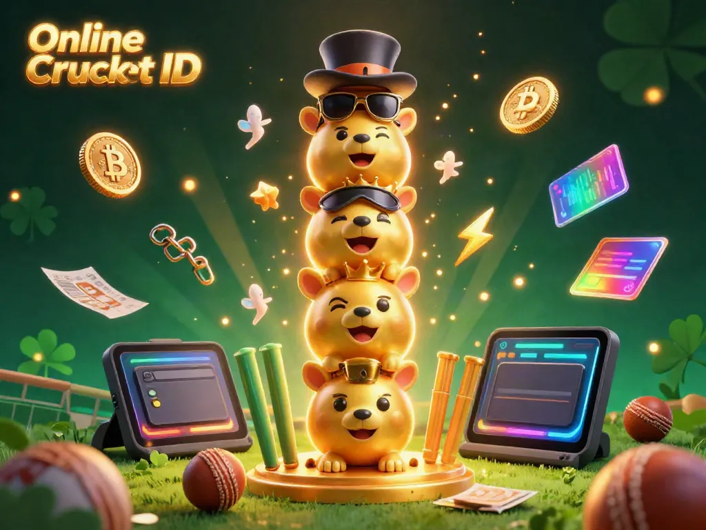 Bet on cricket safely with a verified Online Cricket ID, surrounded by colorful, interactive gaming elements.