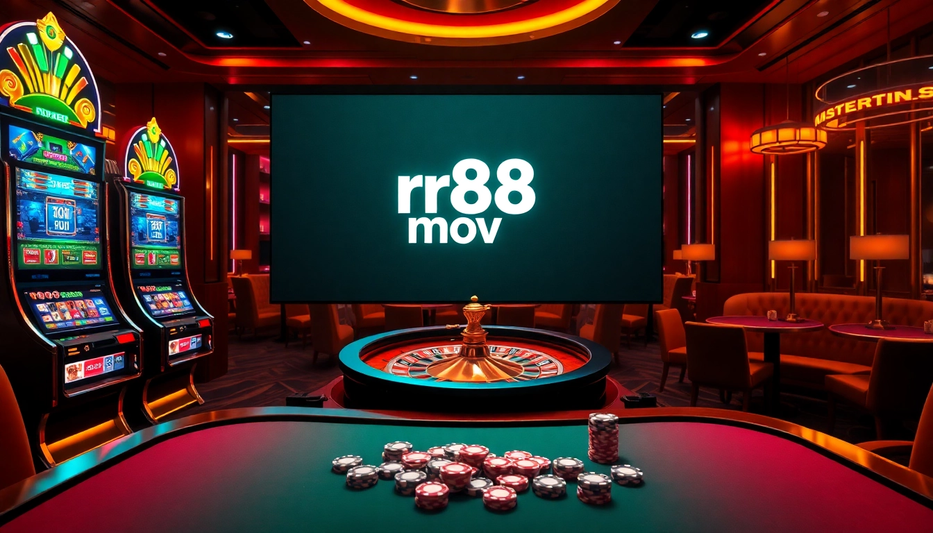 Intense gameplay action at rr88 mov, featuring advanced gaming tables and vibrant casino elements.