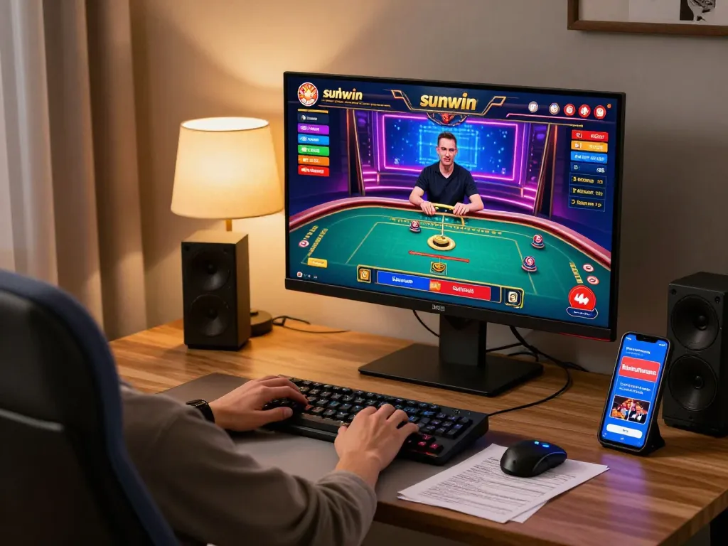 Player engaging in strategic gameplay on sunwin platform with vibrant online dealer game interface.