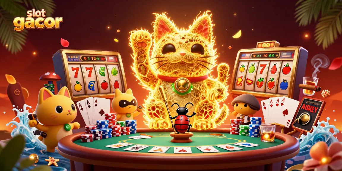 Spin the luck with slot gacor featuring golden fireflies and vibrant casino elements.