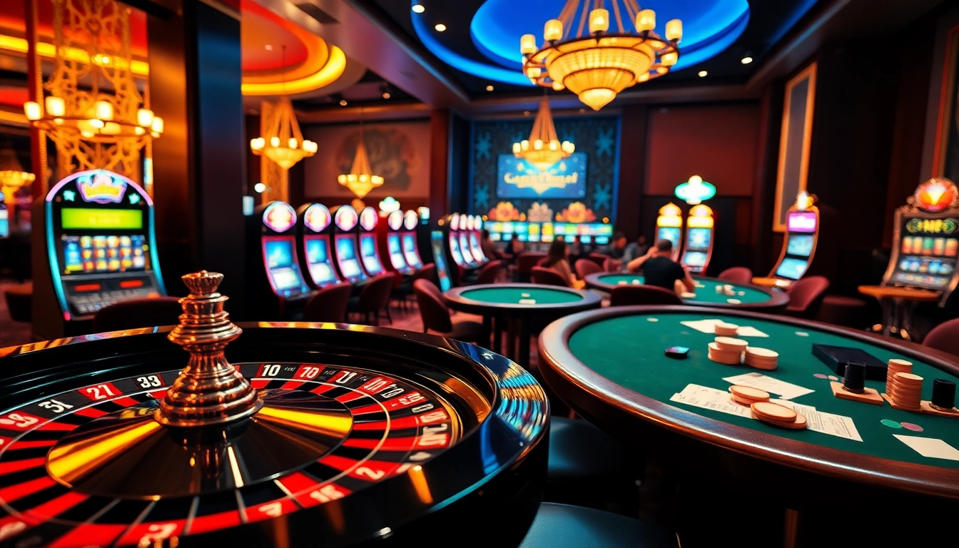 Players engaging in thrilling casino games showcasing the excitement of shbet là gì? in a modern setting