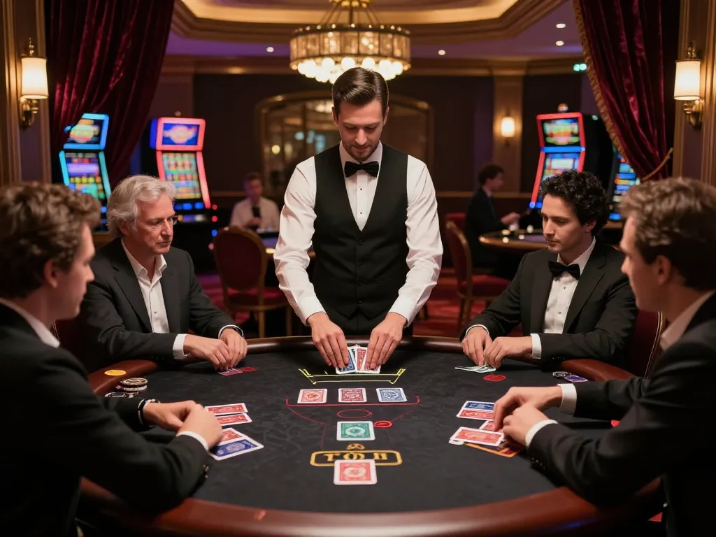 Experience thrilling blackjack action at dinamit4d's upscale casino table with elegant game settings and dynamic gameplay.