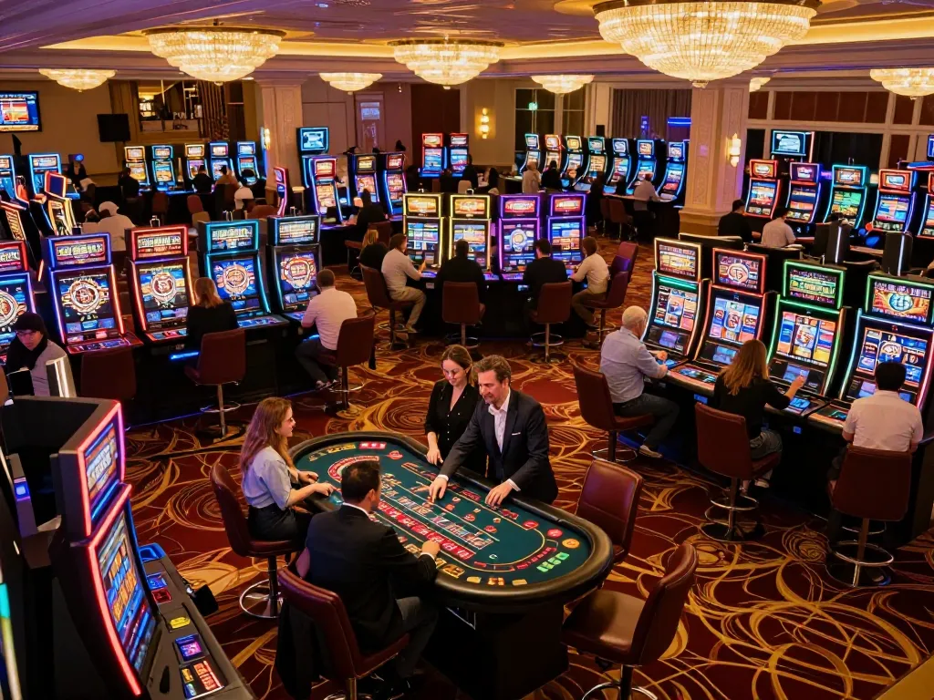 Sunwin players competing at a lively blackjack table, showcasing real-time action and excitement in a vibrant casino.
