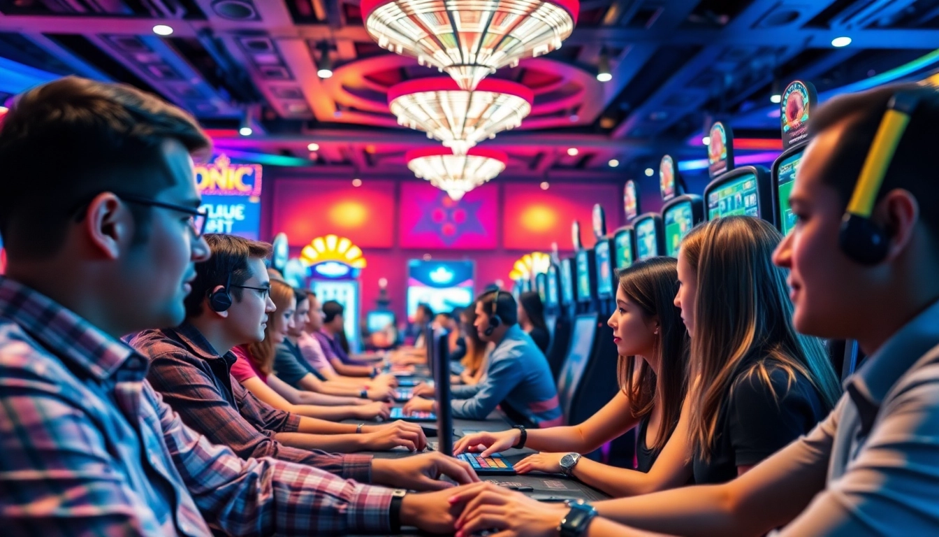 Spieler, die casino spielen online, genießen ein lebhaftes und aufregendes Erlebnis in einem virtuellen Casino.