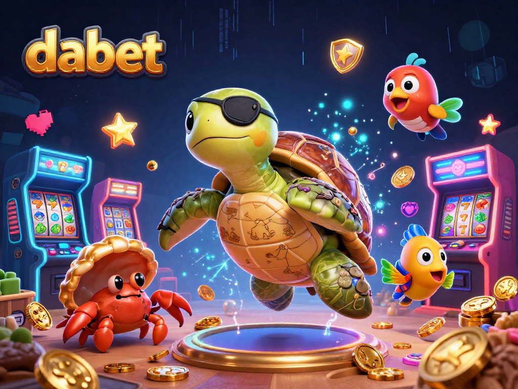 dabet engages players in an exciting casino scene with colorful slot machines and treasure elements.
