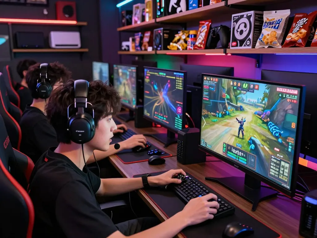 Exciting HOKI288 online gaming scene with players engaged in competition, vibrant atmosphere.