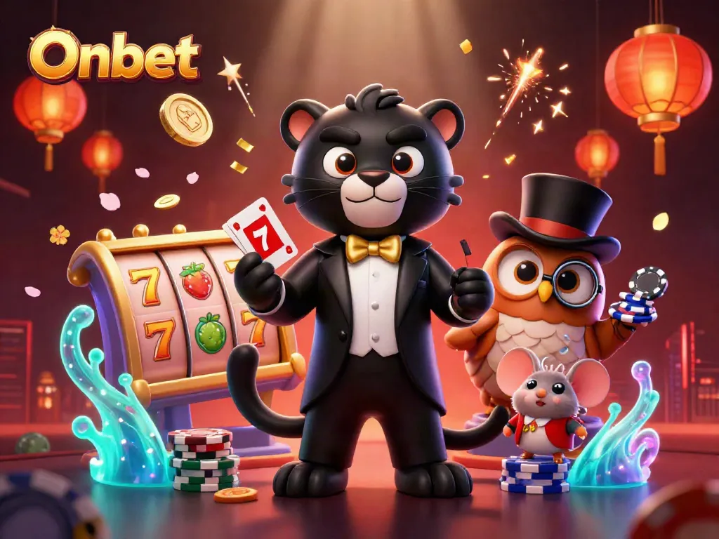 Experience thrilling card games at Onbet with a stylish panther dealer and lucky companions.