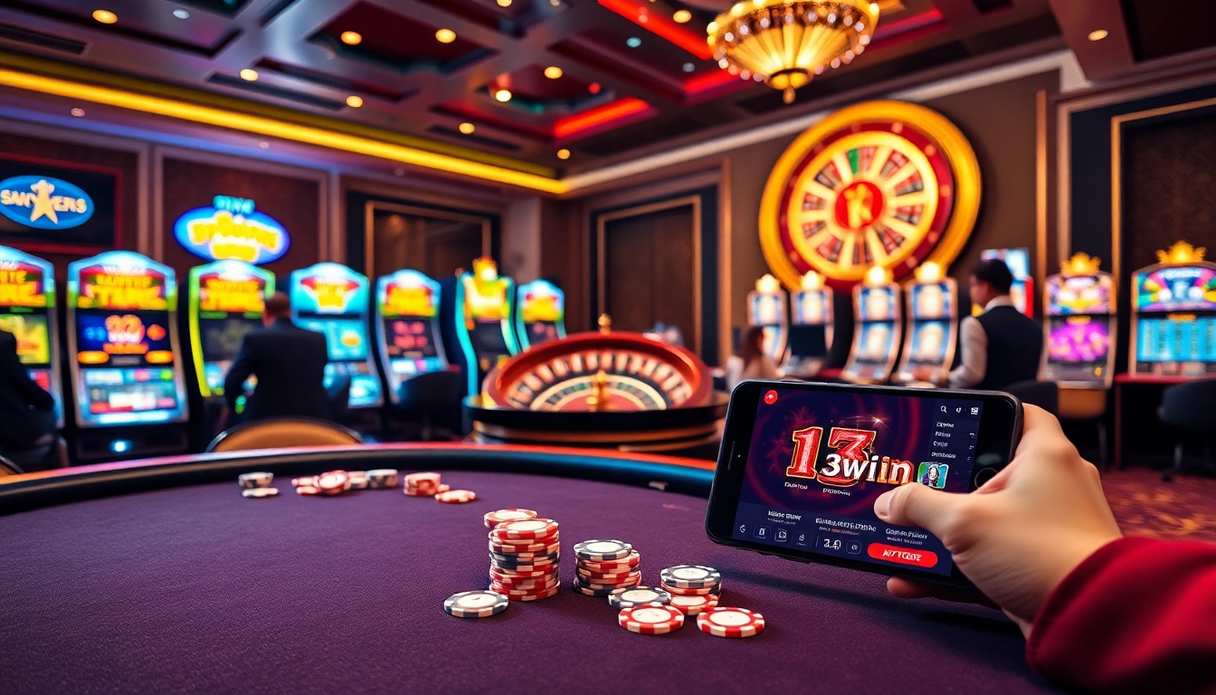 Experience thrilling gameplay with the 13win app in a vibrant casino setting.