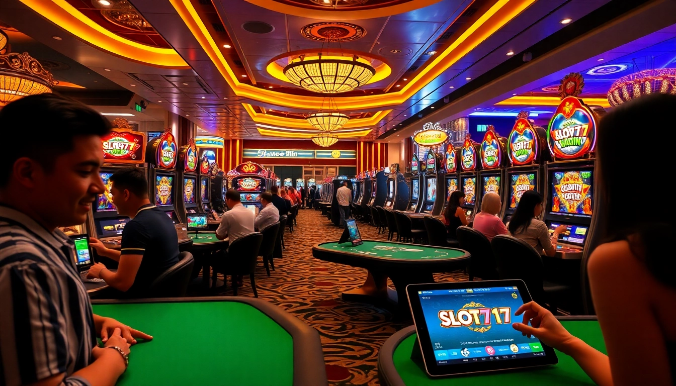 Experience excitement at kptjitu with colorful slot machines and engaging casino players.